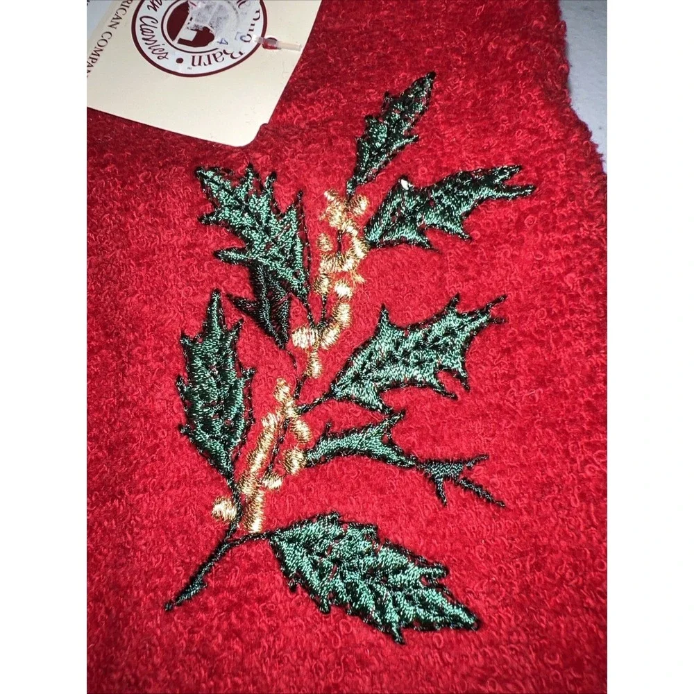 Christmas Fringe Embroidered Fingertip Hand Towels Vtg Lot Of 4 Cannon Cotton